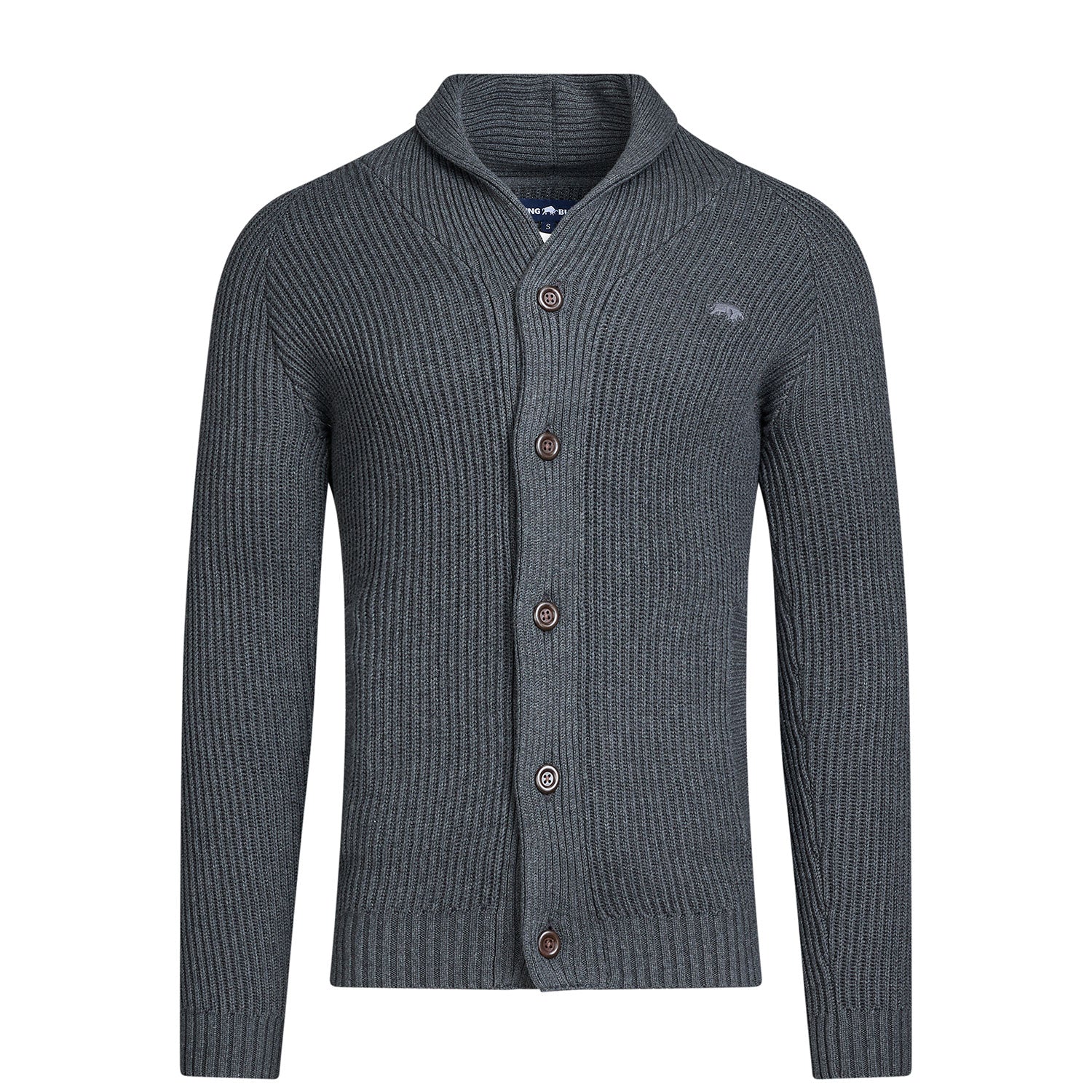 Button Up Shawl Cardigan - Dark Grey Marl