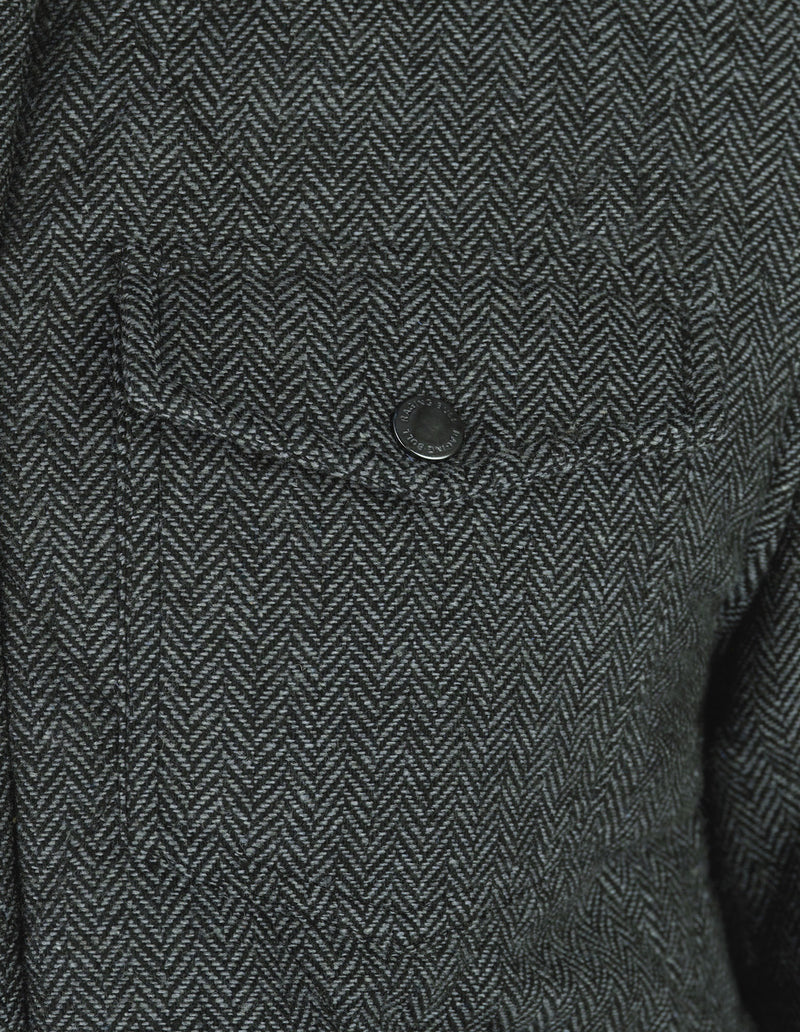 Quilted Herringbone Jacket - Charcoal