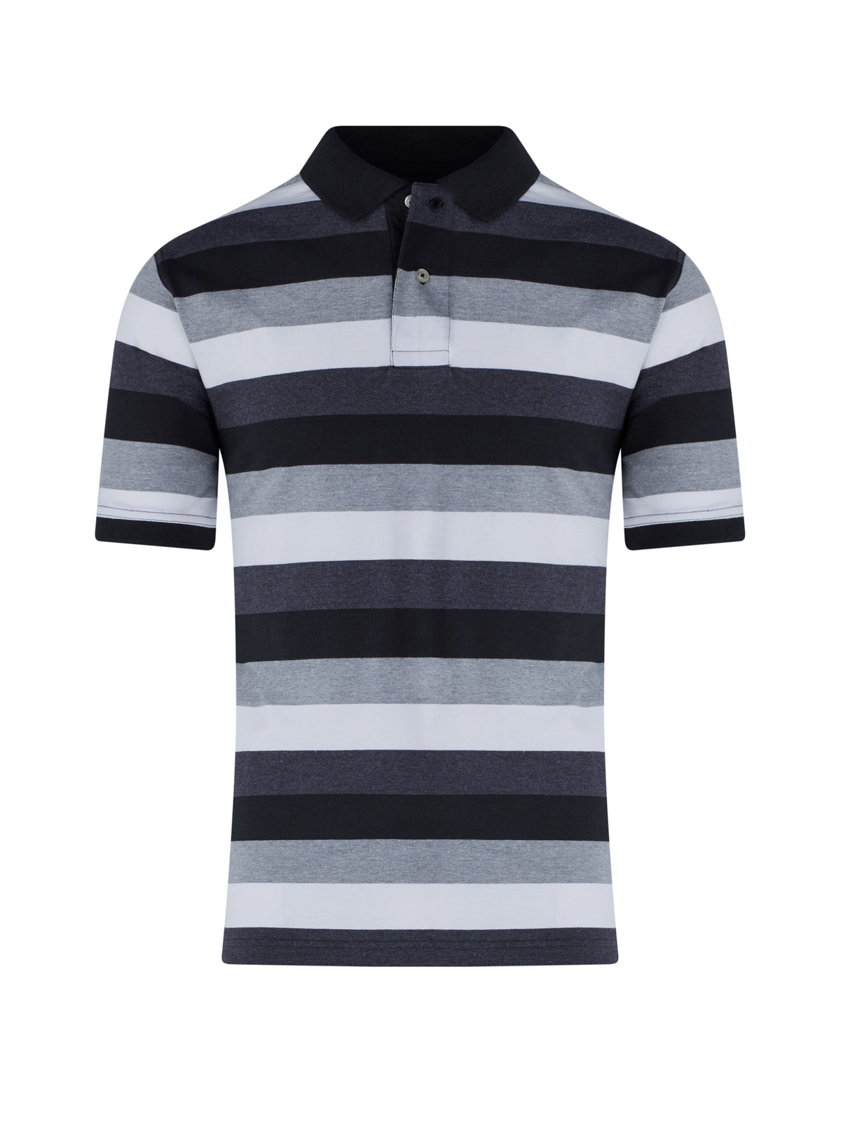 Irregular Hoop Jersey Polo - Grey Marl