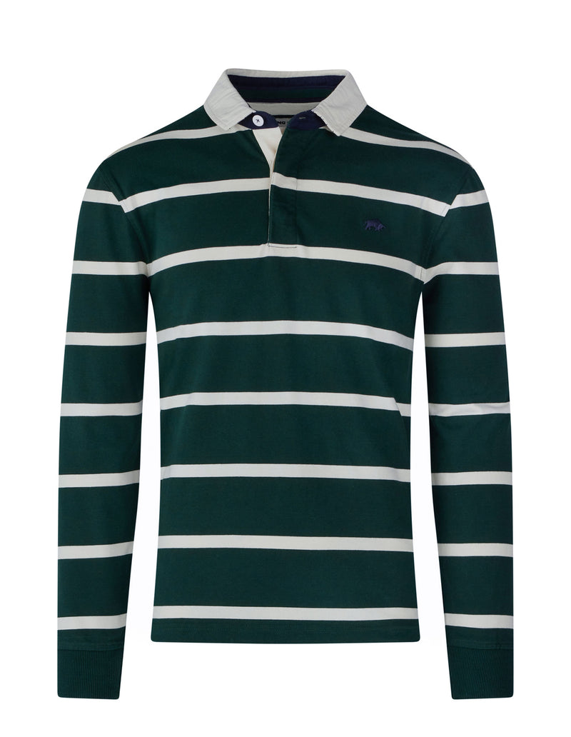 Long Sleeve Fine Stripe Rugby - Forest