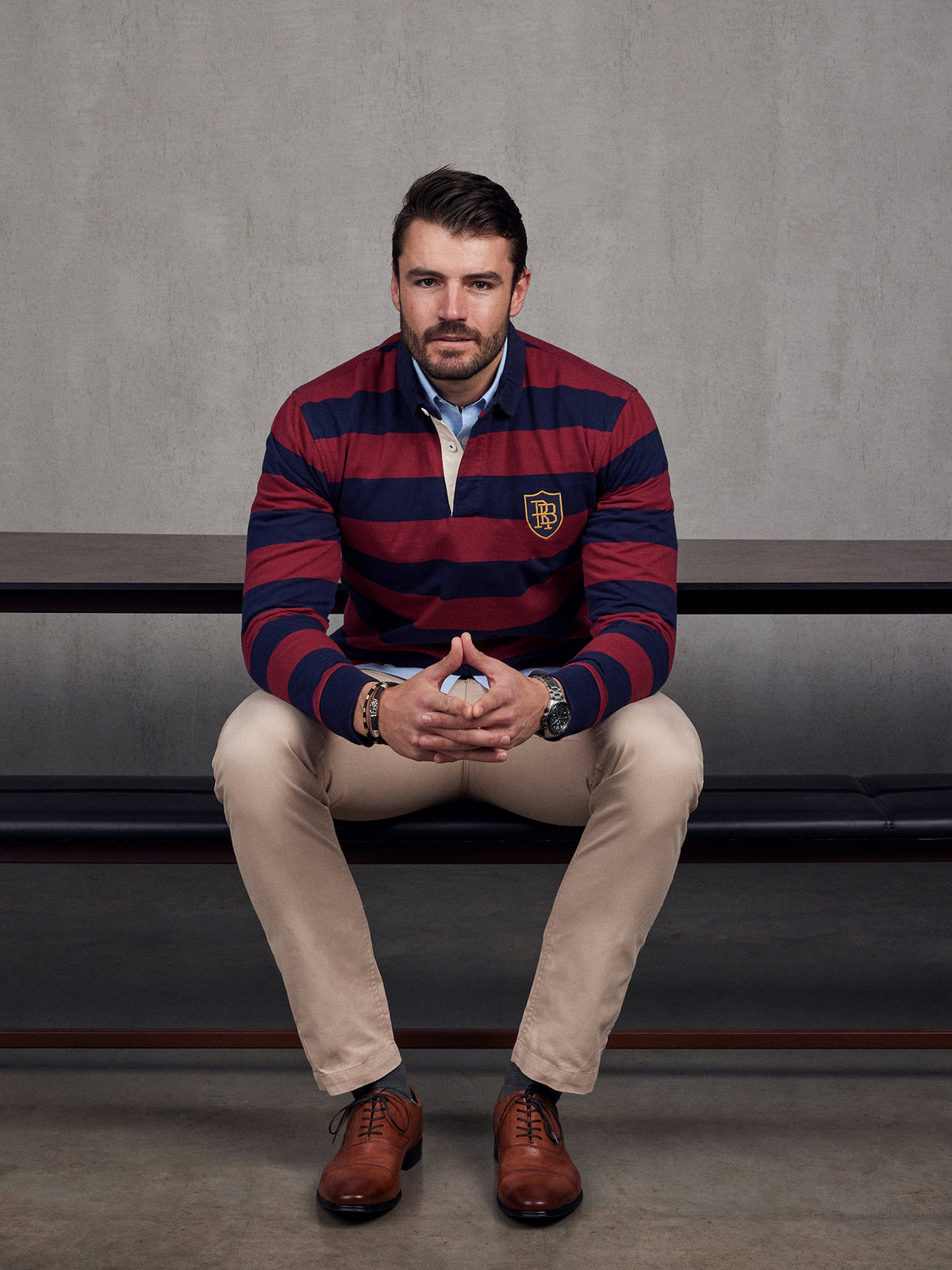 Long Sleeve Hooped RB Rugby - Claret