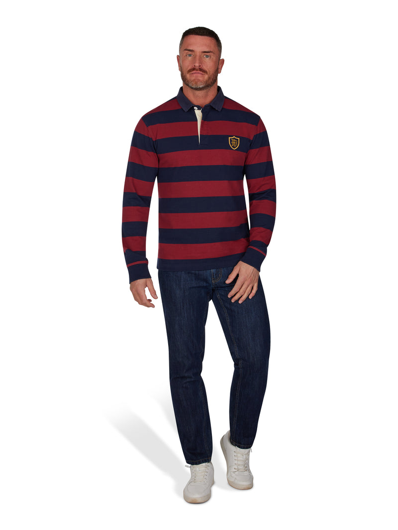 Long Sleeve Hooped RB Rugby - Claret