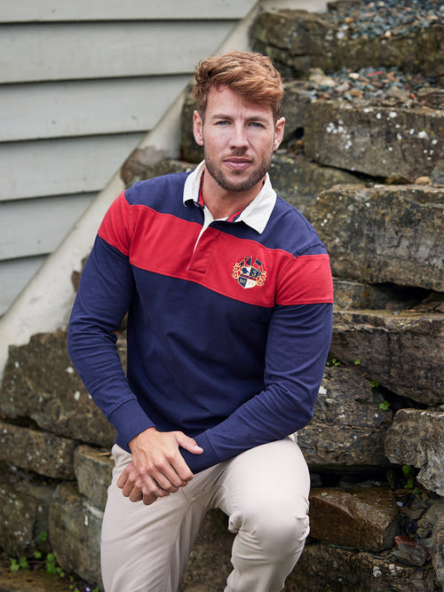 Long Sleeve Chest Panel Rugby - Navy
