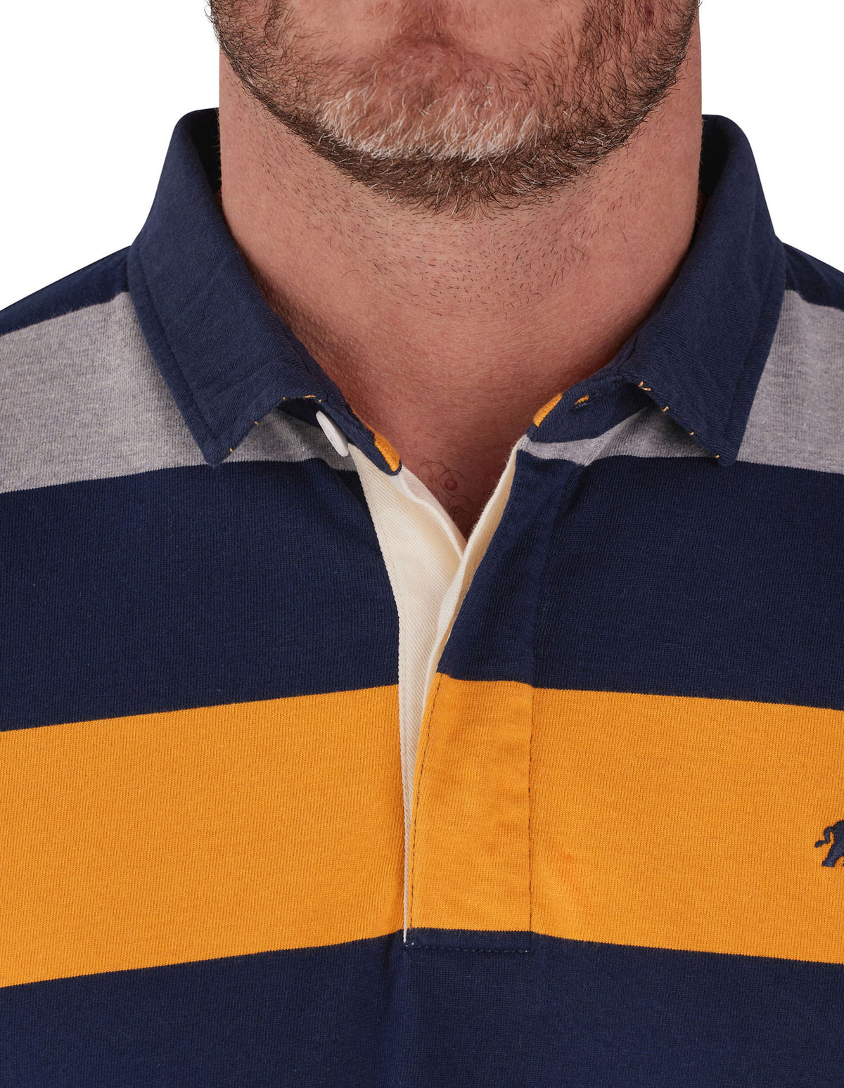 Long Sleeve Irregular Stripe Rugby - Grey