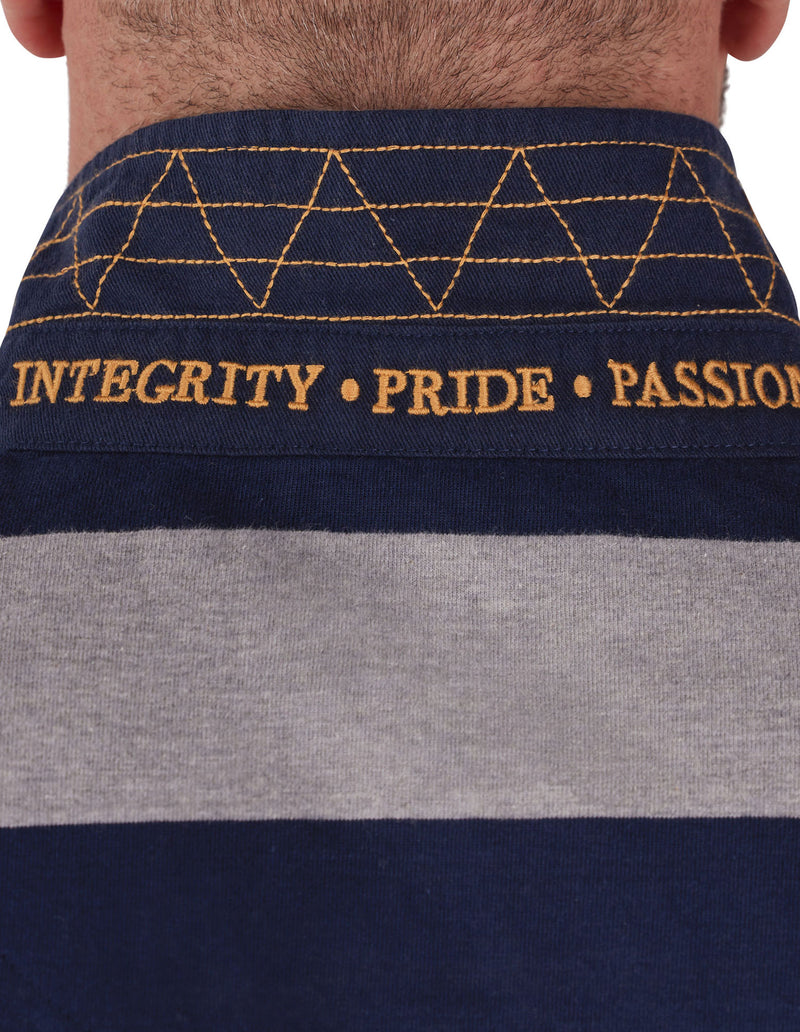 Long Sleeve Irregular Stripe Rugby - Grey