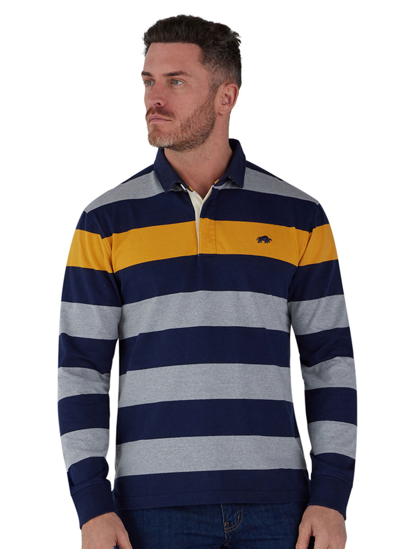 Long Sleeve Irregular Stripe Rugby - Grey