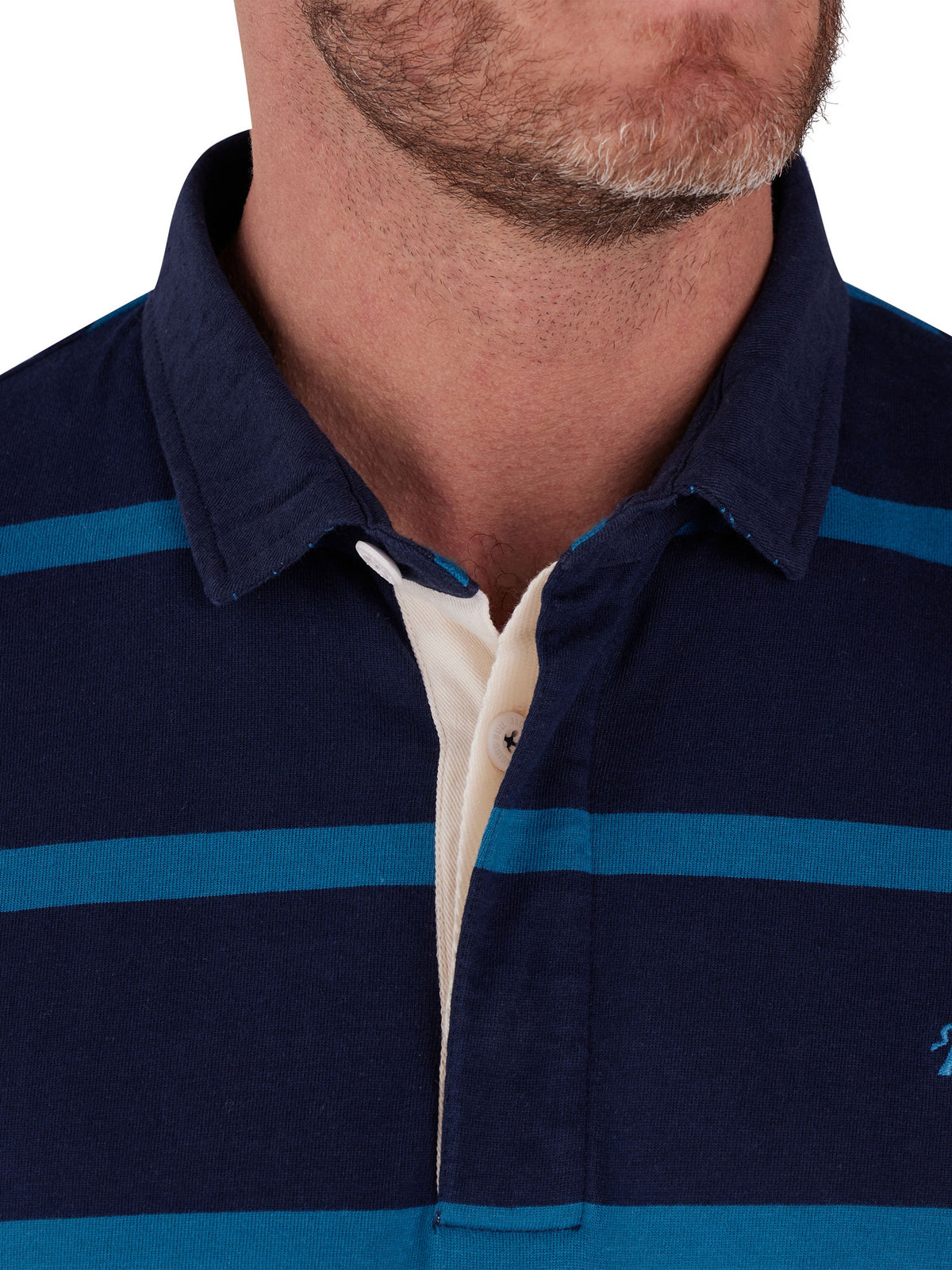Long Sleeve Fine Stripe Rugby - Navy