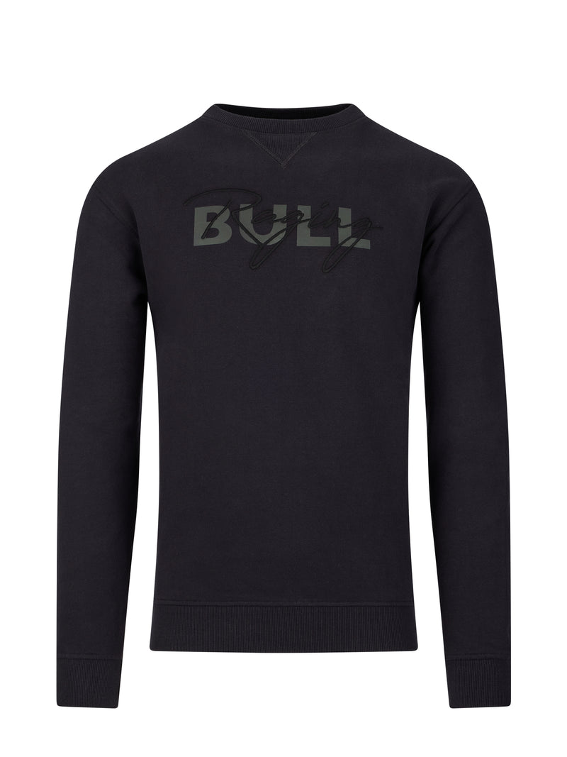 Embroidered Script Crew Neck Sweat - Black