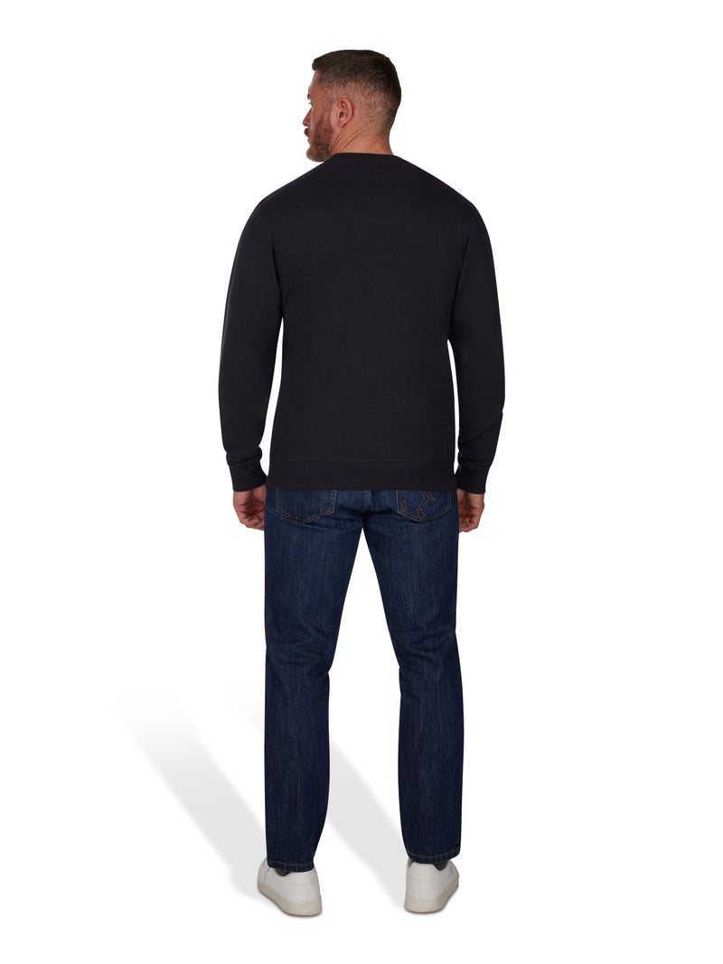 Embroidered Script Crew Neck Sweat - Black