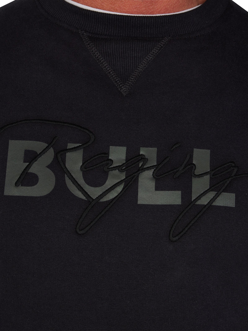 Embroidered Script Crew Neck Sweat - Black