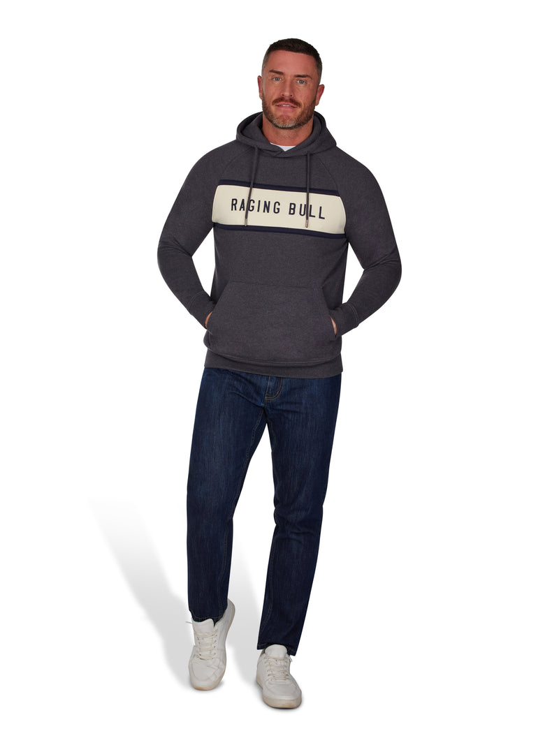 Contrast Panel Overhead Hoodie - Charcoal