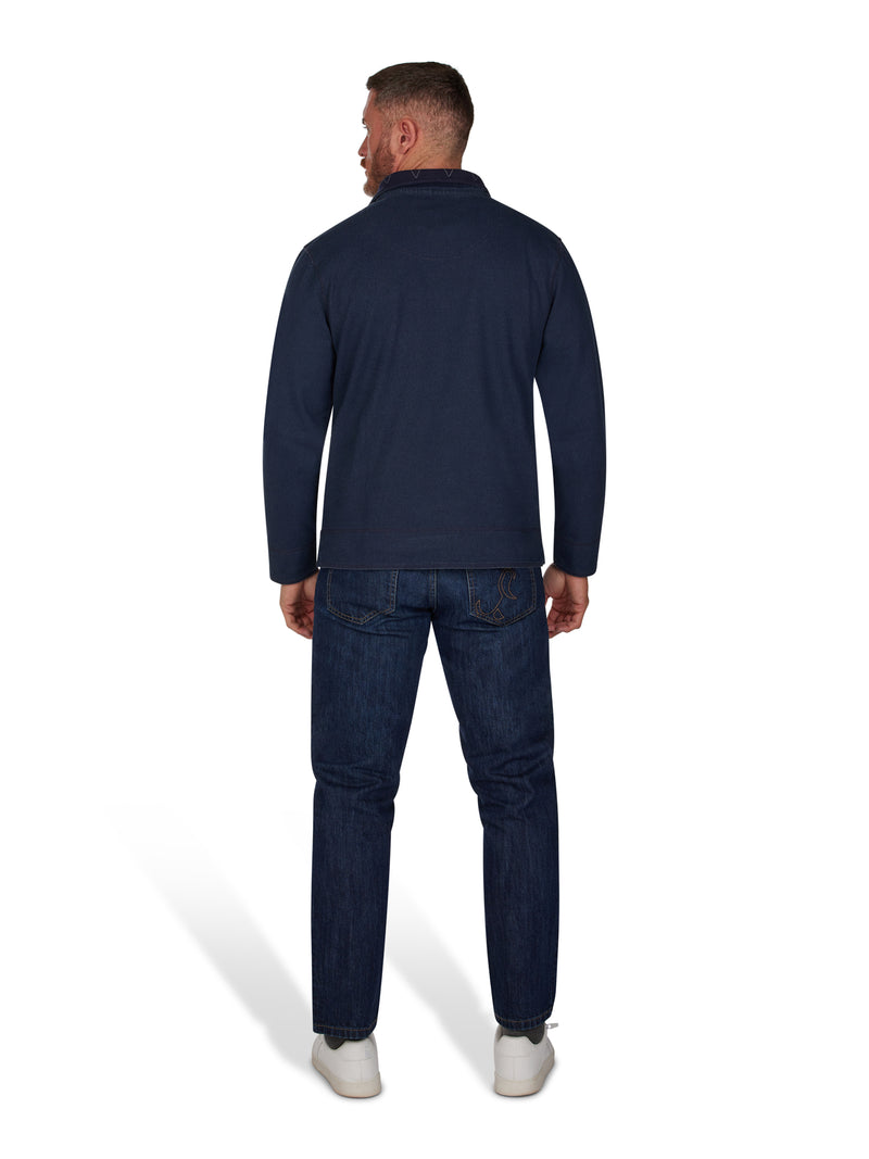 Pique Quarter Zip Sweat - Navy