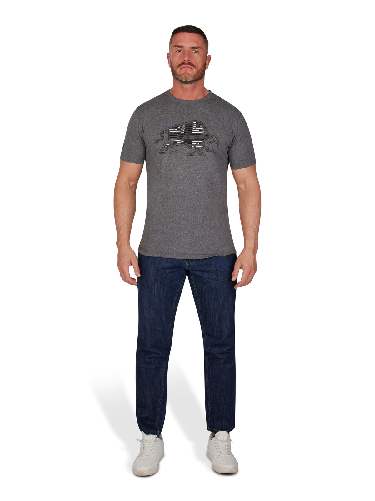Slash Bull Monochrome T-Shirt - Charcoal
