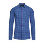 Long Sleeve Window Pane Brushed Cotton Shirt - Navy