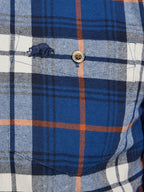 Long Sleeve Large Plaid Brushed Cotton Shirt - Navy
