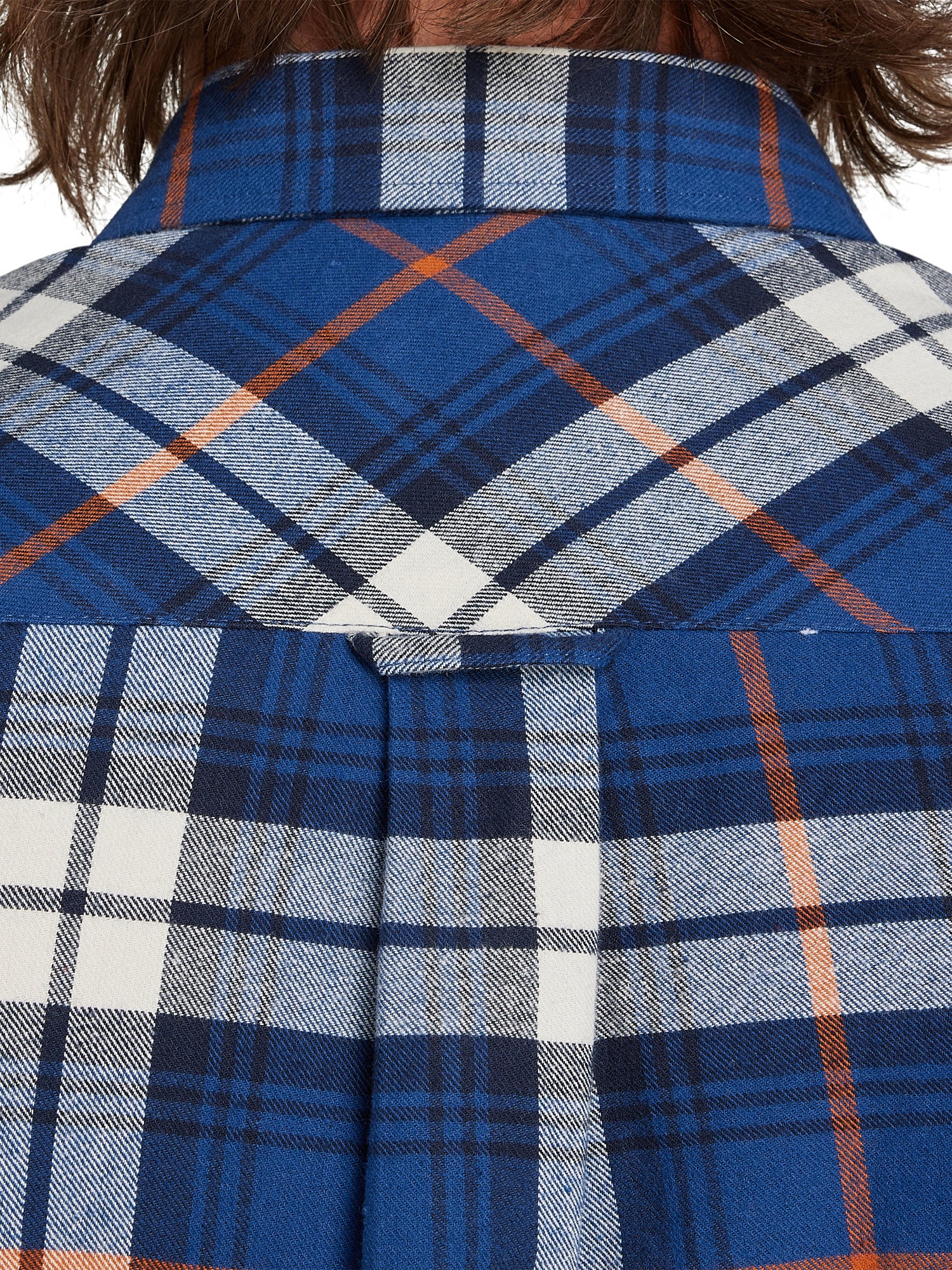 Long Sleeve Large Plaid Brushed Cotton Shirt - Navy