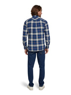 Long Sleeve Large Plaid Brushed Cotton Shirt - Navy