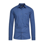 Long Sleeve Leaf Print Shirt - Navy/Orange