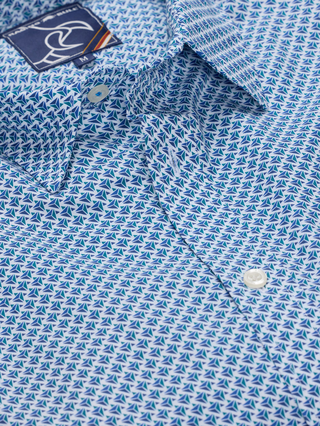 Long Sleeve Triangle Geometric Shirt - Blue
