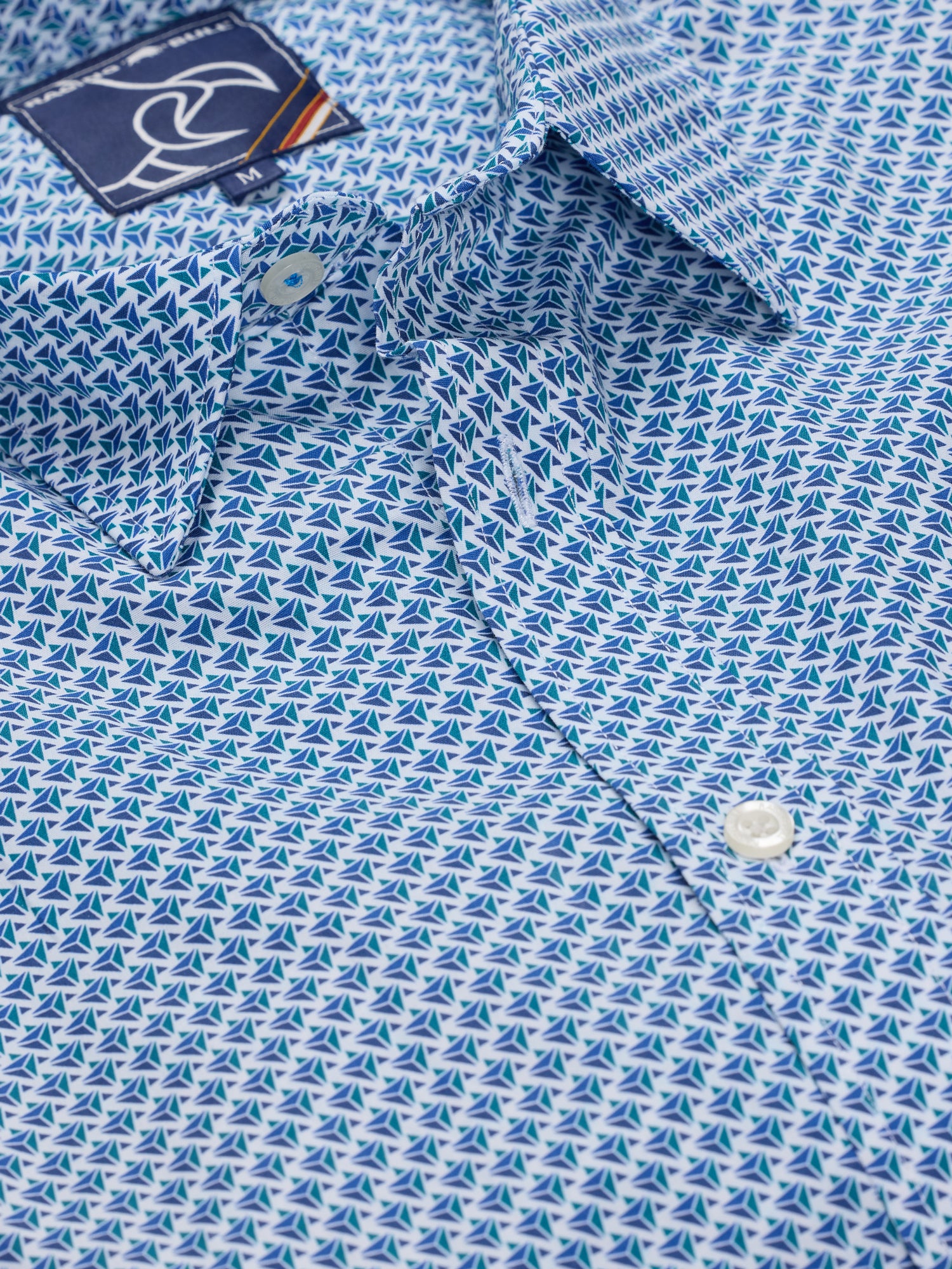 Long Sleeve Triangle Geometric Shirt - Blue
