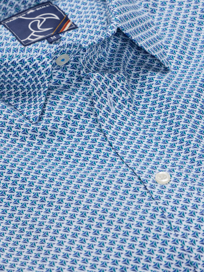 Long Sleeve Triangle Geometric Shirt - Blue