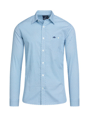Long Sleeve Triangle Geometric Shirt - Blue