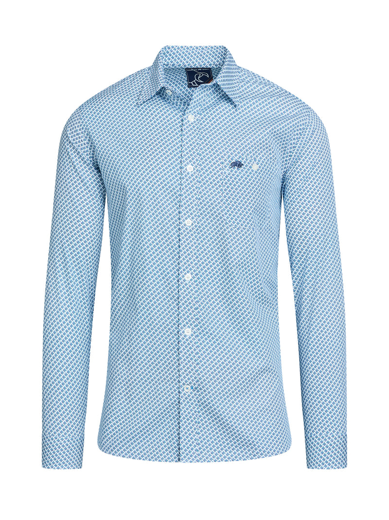 Long Sleeve Triangle Geometric Shirt - Blue