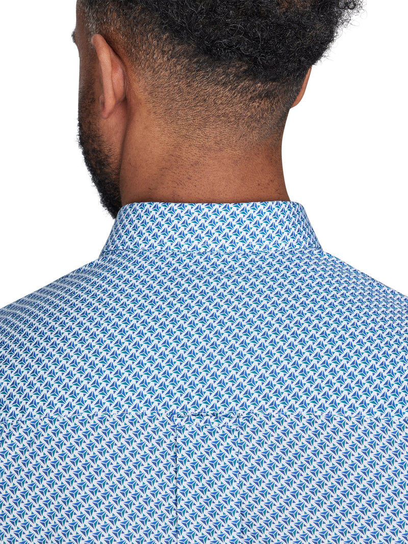 Long Sleeve Triangle Geometric Shirt - Blue