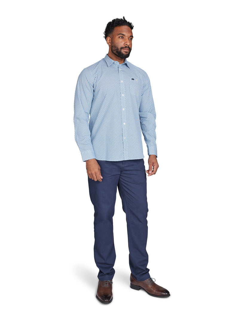 Long Sleeve Triangle Geometric Shirt - Blue