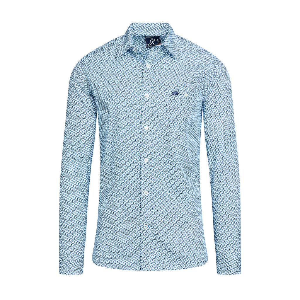 Long Sleeve Triangle Geometric Shirt - Blue
