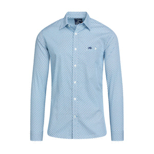 Long Sleeve Triangle Geometric Shirt - Blue