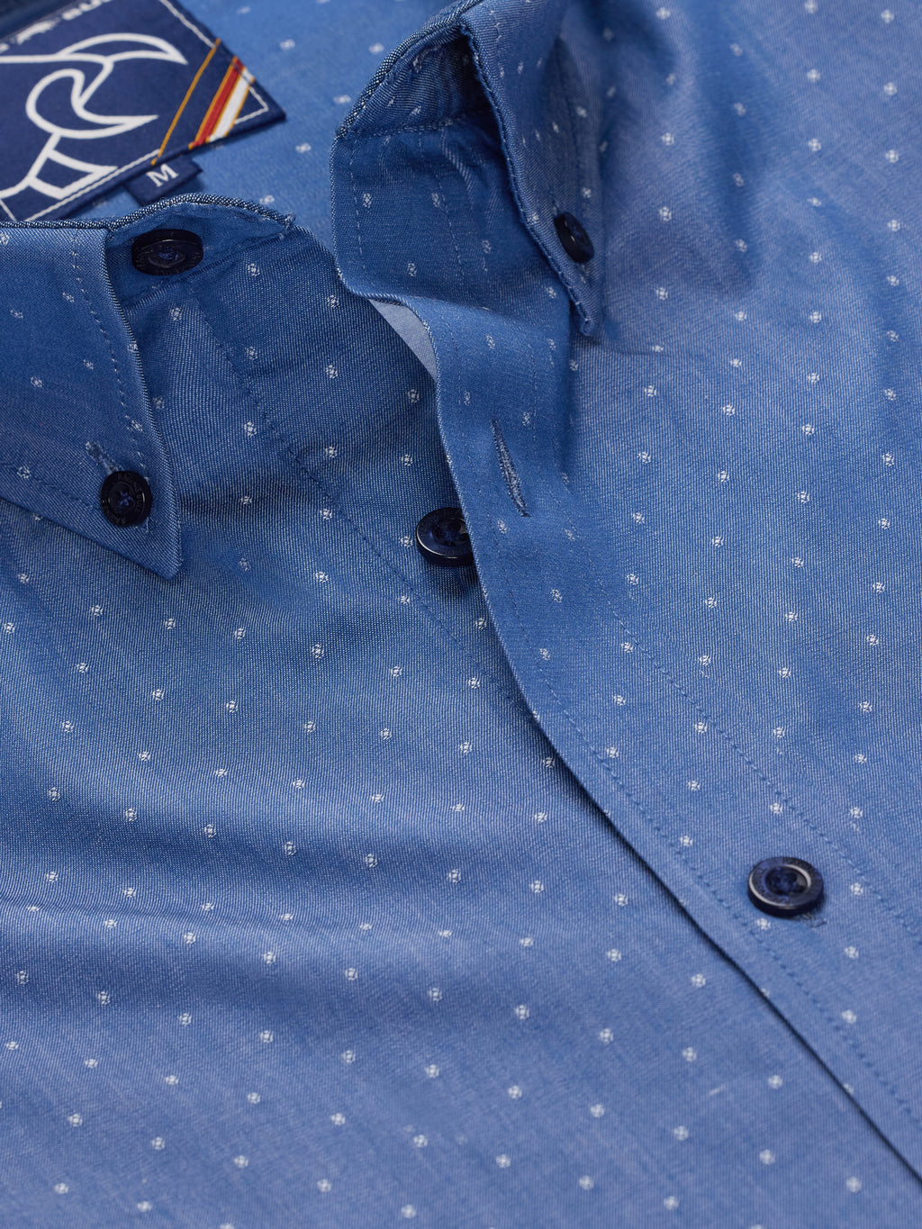 Long Sleeve Dobby Shirt - Denim Blue