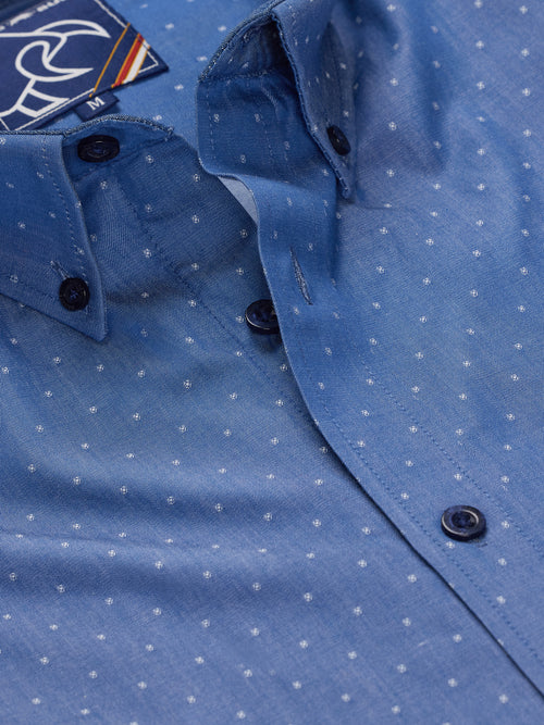Long Sleeve Dobby Shirt - Denim Blue