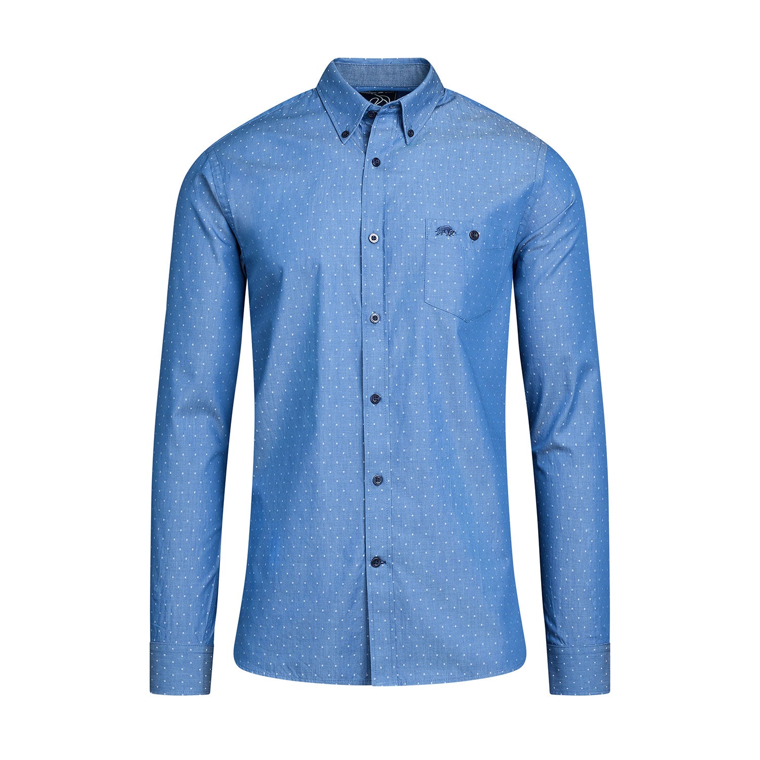 Long Sleeve Dobby Shirt - Denim Blue