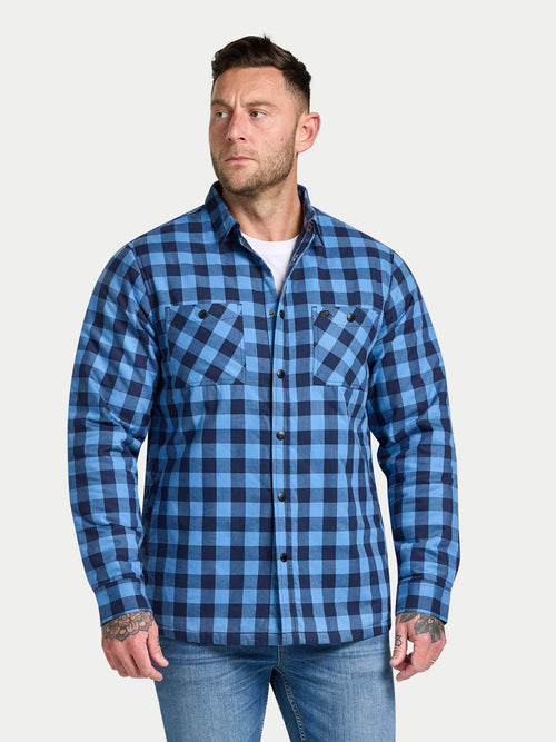 Long Sleeve Quilted Shacket  - Navy
