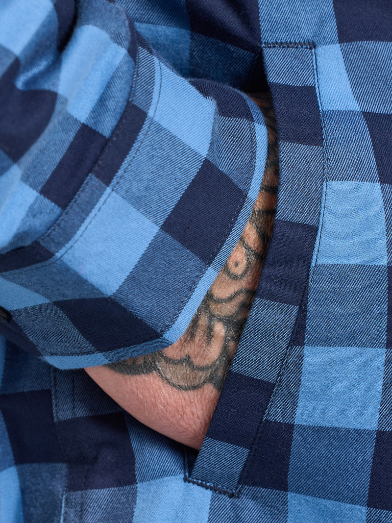 Long Sleeve Quilted Shacket  - Navy