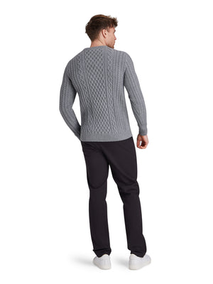 Chunky Cable Crew Neck Knit - Grey Marl