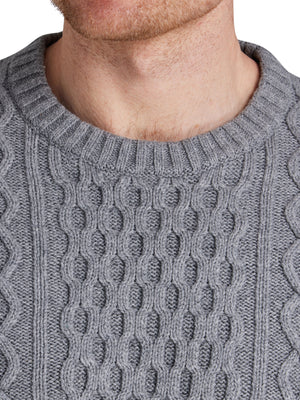Chunky Cable Crew Neck Knit - Grey Marl