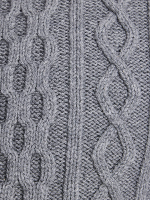 Chunky Cable Crew Neck Knit - Grey Marl