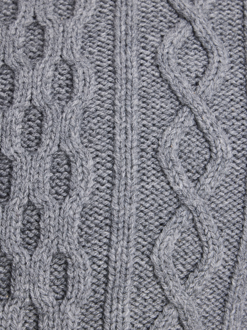 Chunky Cable Crew Neck Knit - Grey Marl