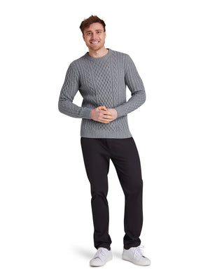 Chunky Cable Crew Neck Knit - Grey Marl