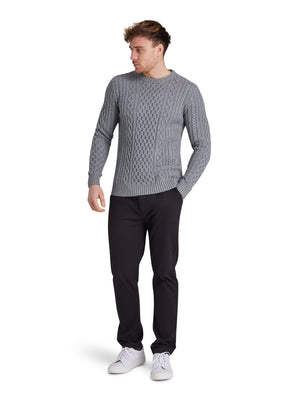 Chunky Cable Crew Neck Knit - Grey Marl