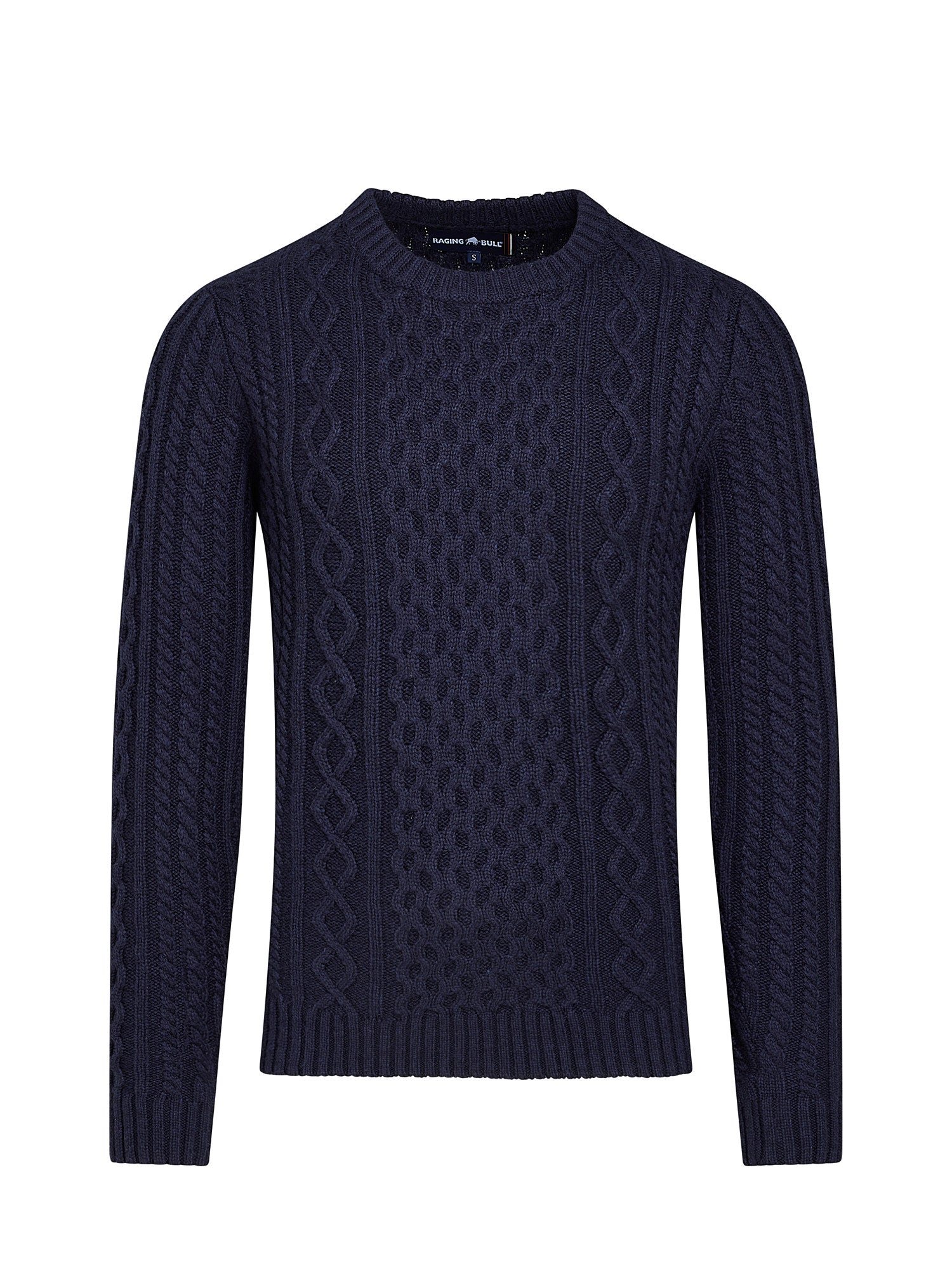 Chunky Cable Crew Neck Knit - Navy