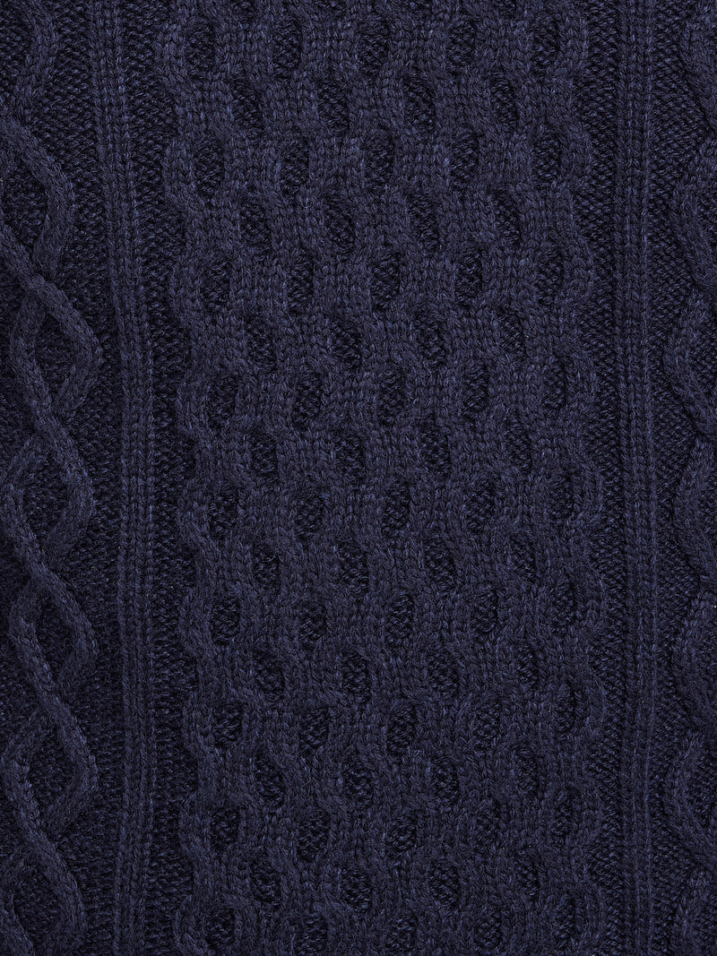 Chunky Cable Crew Neck Knit - Navy