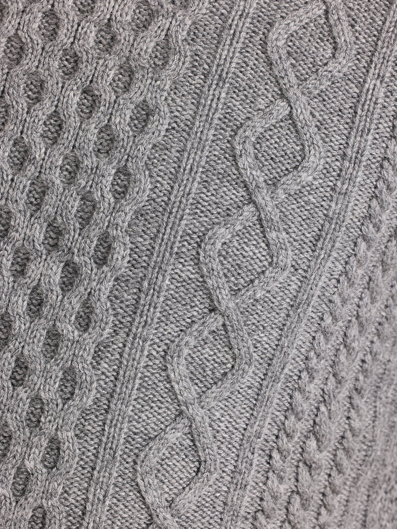 Chunky Cable Crew Neck Knit - Grey Marl