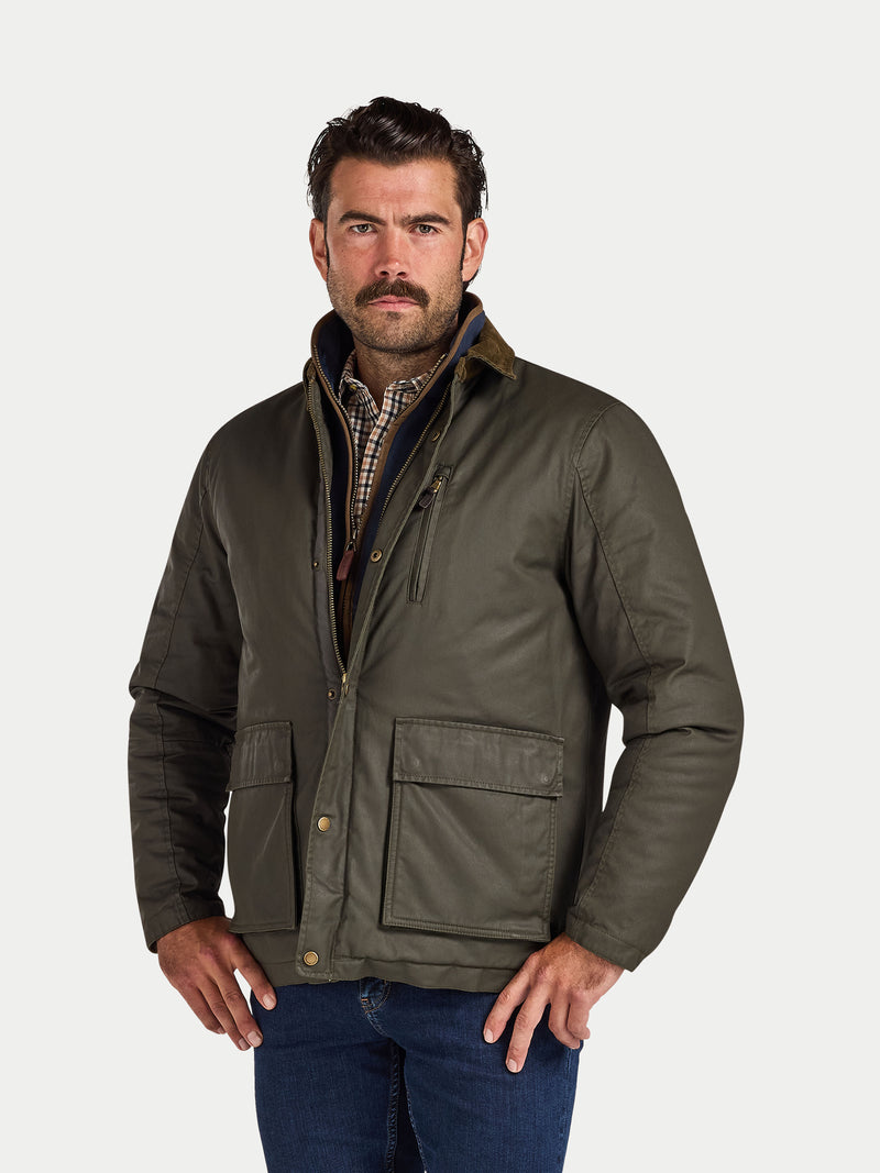 Wax Effect Cord Collar Jacket - Brown