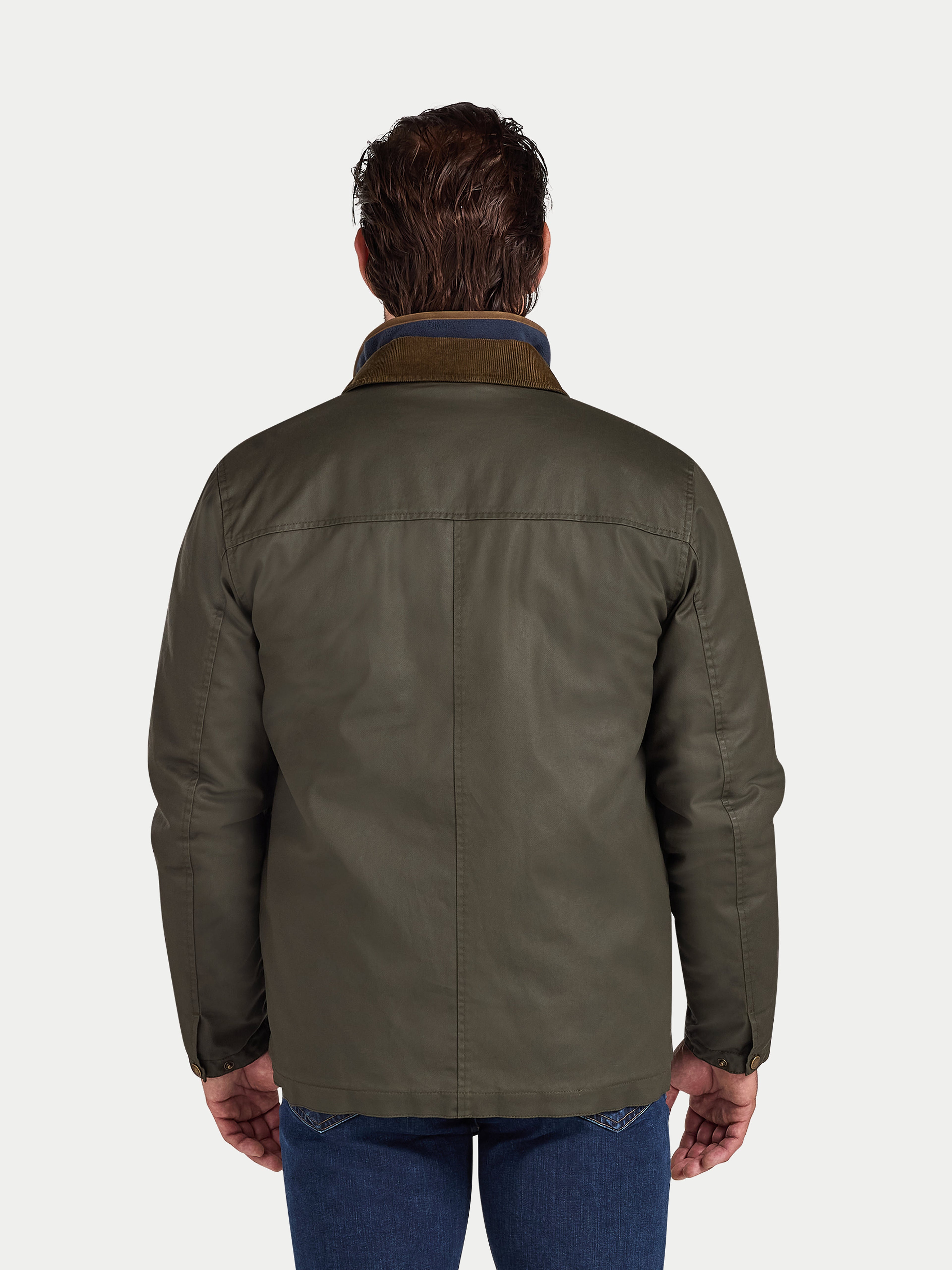 Wax Effect Cord Collar Jacket - Brown