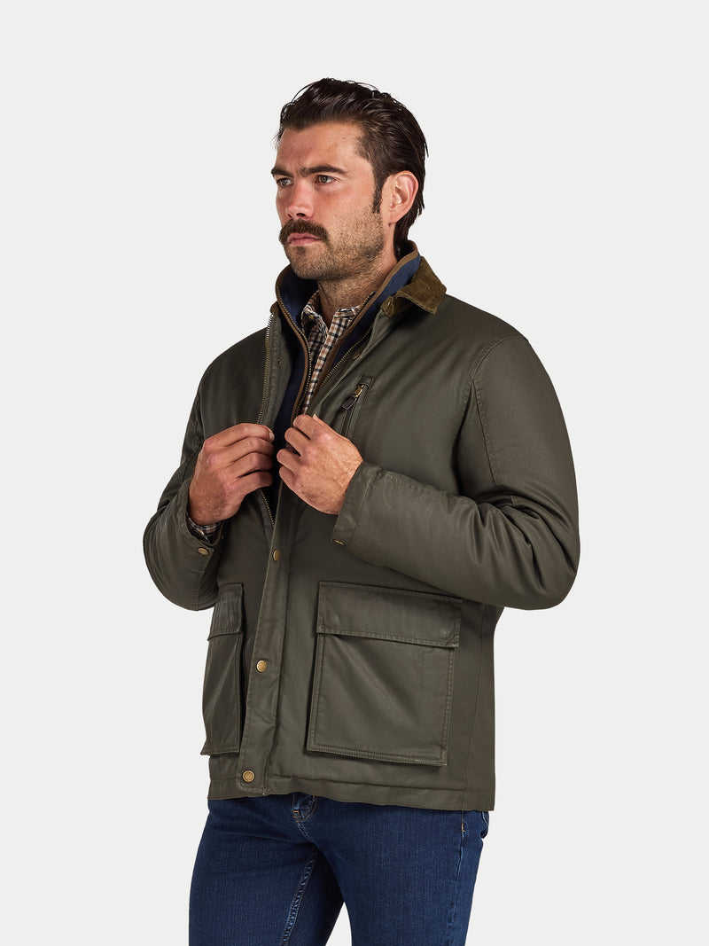 Wax Effect Cord Collar Jacket - Brown