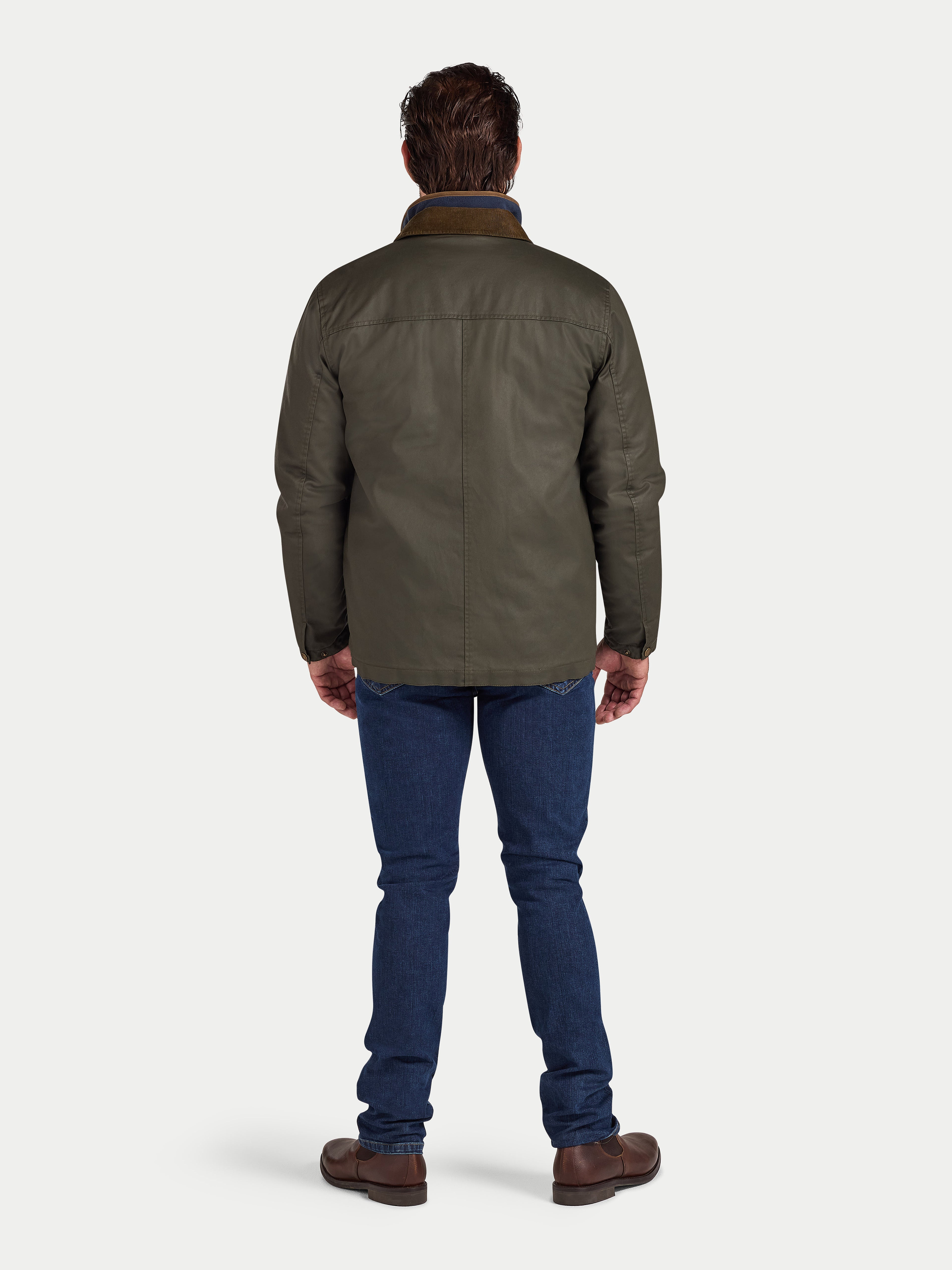 Wax Effect Cord Collar Jacket - Khaki
