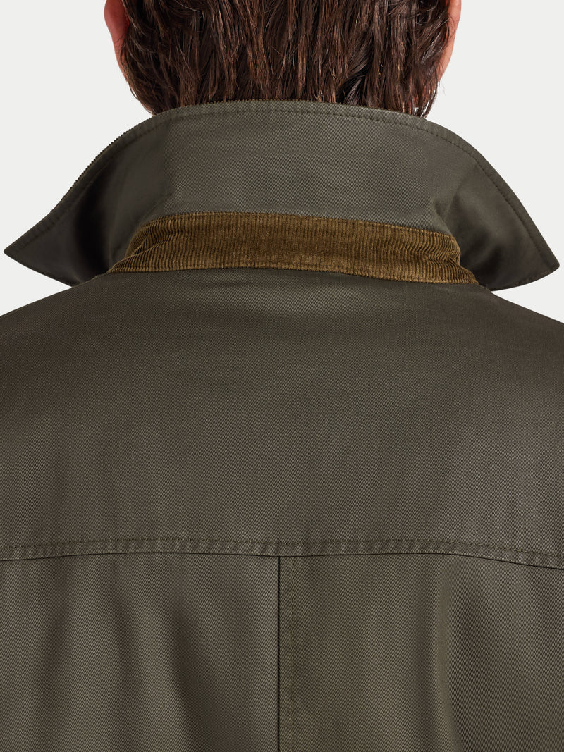 Wax Effect Cord Collar Jacket - Brown